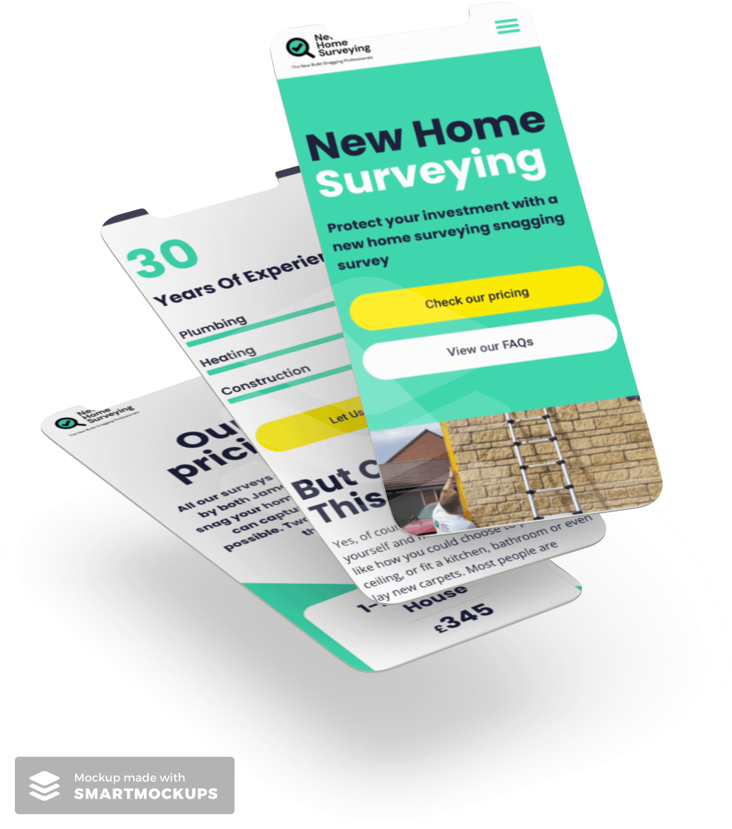 New Home Surveying Website Mobile Mockup